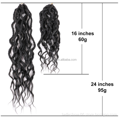 16inch 24inch Goddess Locs Crochet Hair Wavy Faux Locs with Curly Ends River Synthetic Braiding Hair Extension Queen Locs
